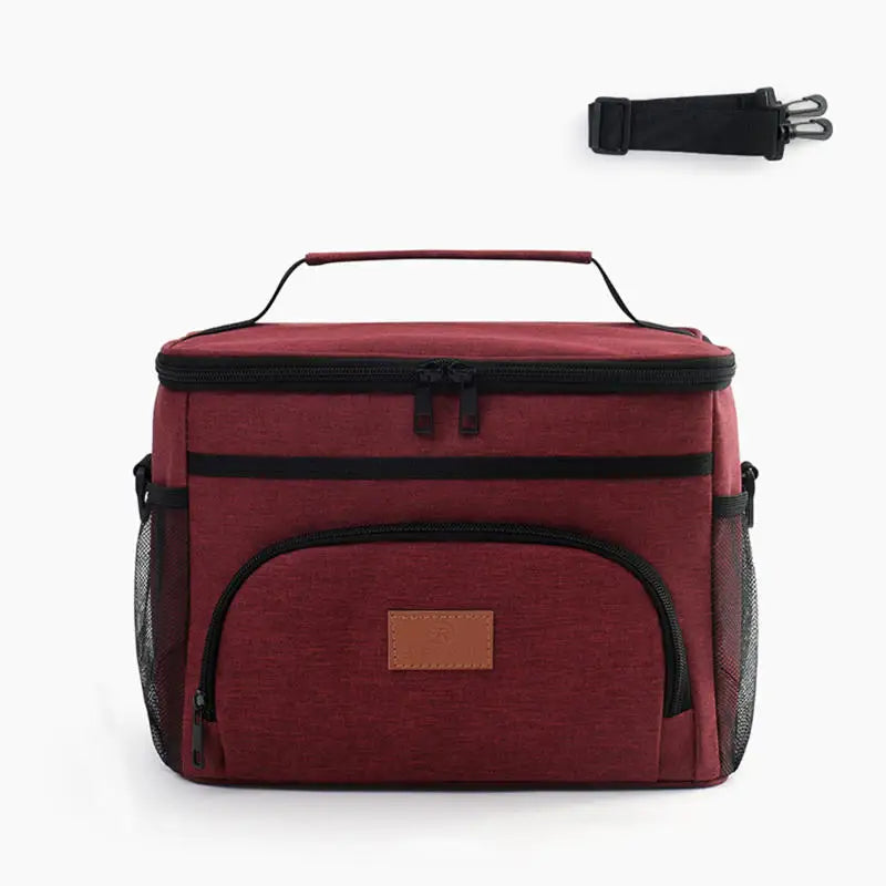 Sac isotherme repas à bandoulière 30 cm, coloris rouge bordeaux