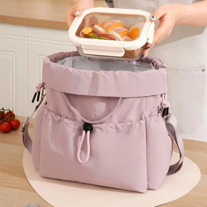 Lunch Bag Isotherme à Cordon, Grande Capacité et Multi-Poches