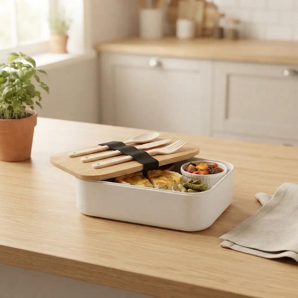 Lunch box bambou avec couverts – Étanche, avec ses couverts