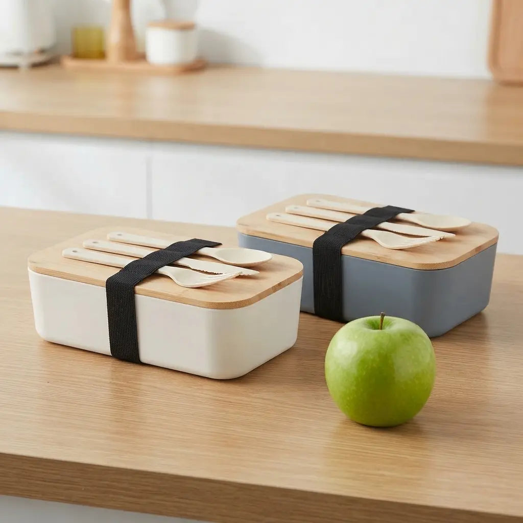Lunch box bambou avec couverts – Un couvercle en bambou