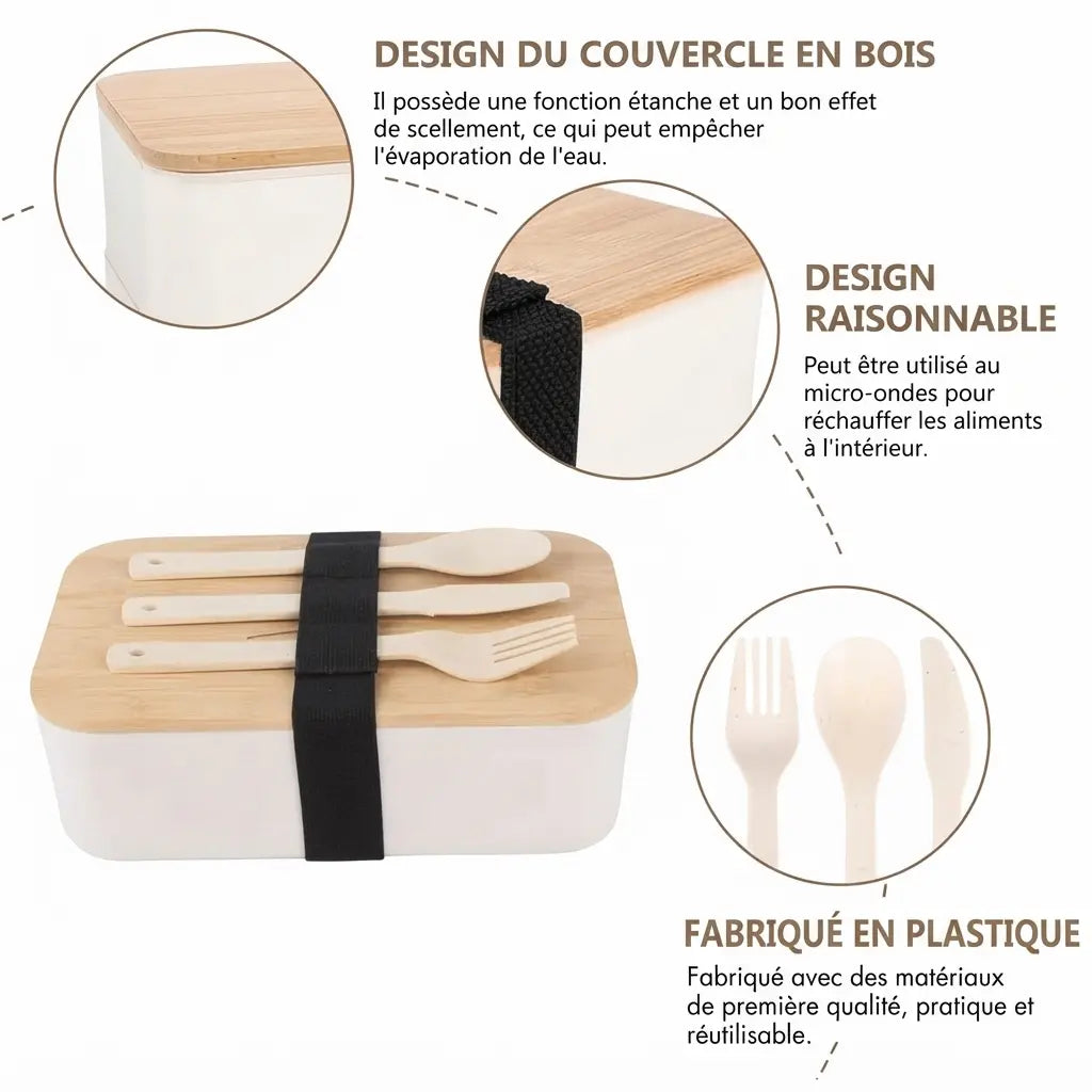 Lunch box bambou avec couverts – vue 7