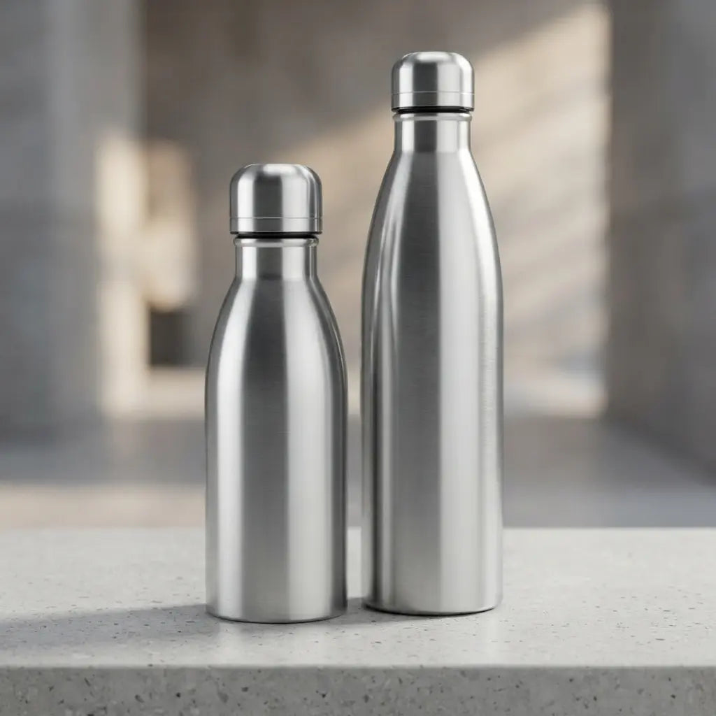 Gourde inox 750 ml / 1 L avec brosse offerte – Deux contenances : 750 ml ou 1 L